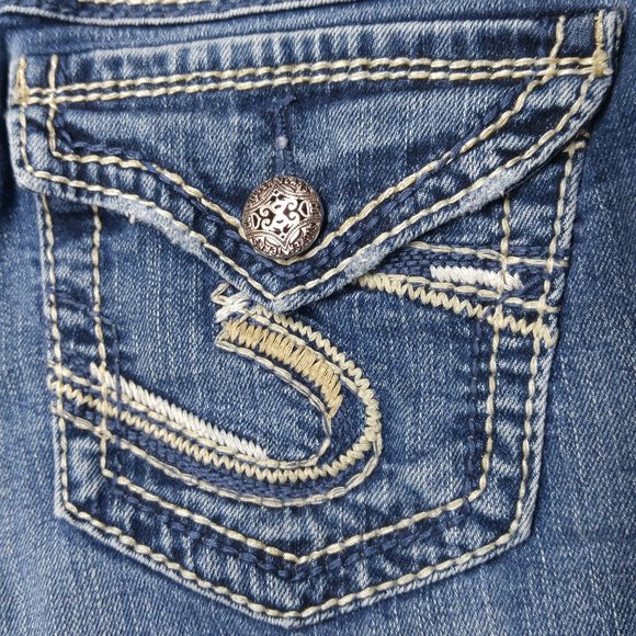 Silver Suki Surplus Boot Cut Jeans Women's 27 Flap Pockets Stretch Low Rise B822 - Picture 7 of 13